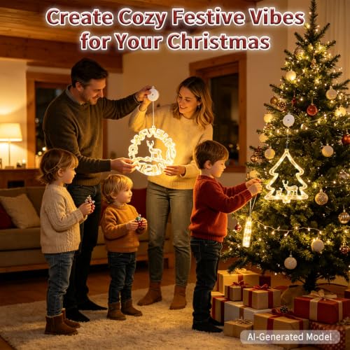 Gooyule Warm White 3-Pack Window Silhouette Lights with 6/18h Timer (Battery Operated) Indoor Xmas