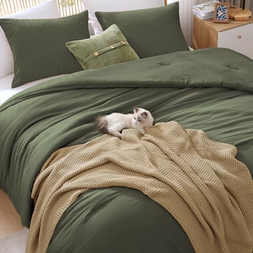 Army Olive Green King Size Comforter Set - 3 Pieces Soft Bedding WRENSONGE