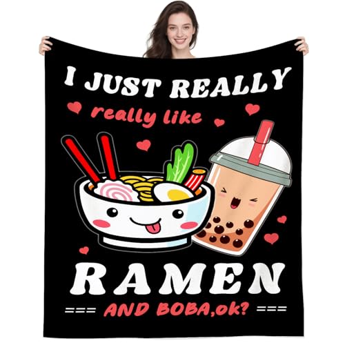 Wattnai Ramen Blanket 60x50 Inches - Soft Anime Noodle & Food Lover Throw, Unique Gift for Men & Adults