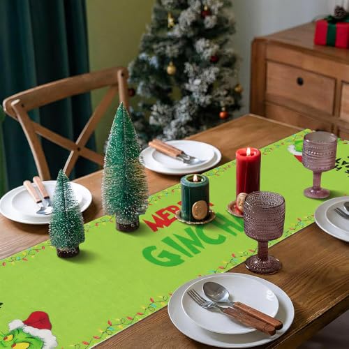 Bloss Green Monster Christmas Table Runner 13" x 120" - Festive Holiday Decor