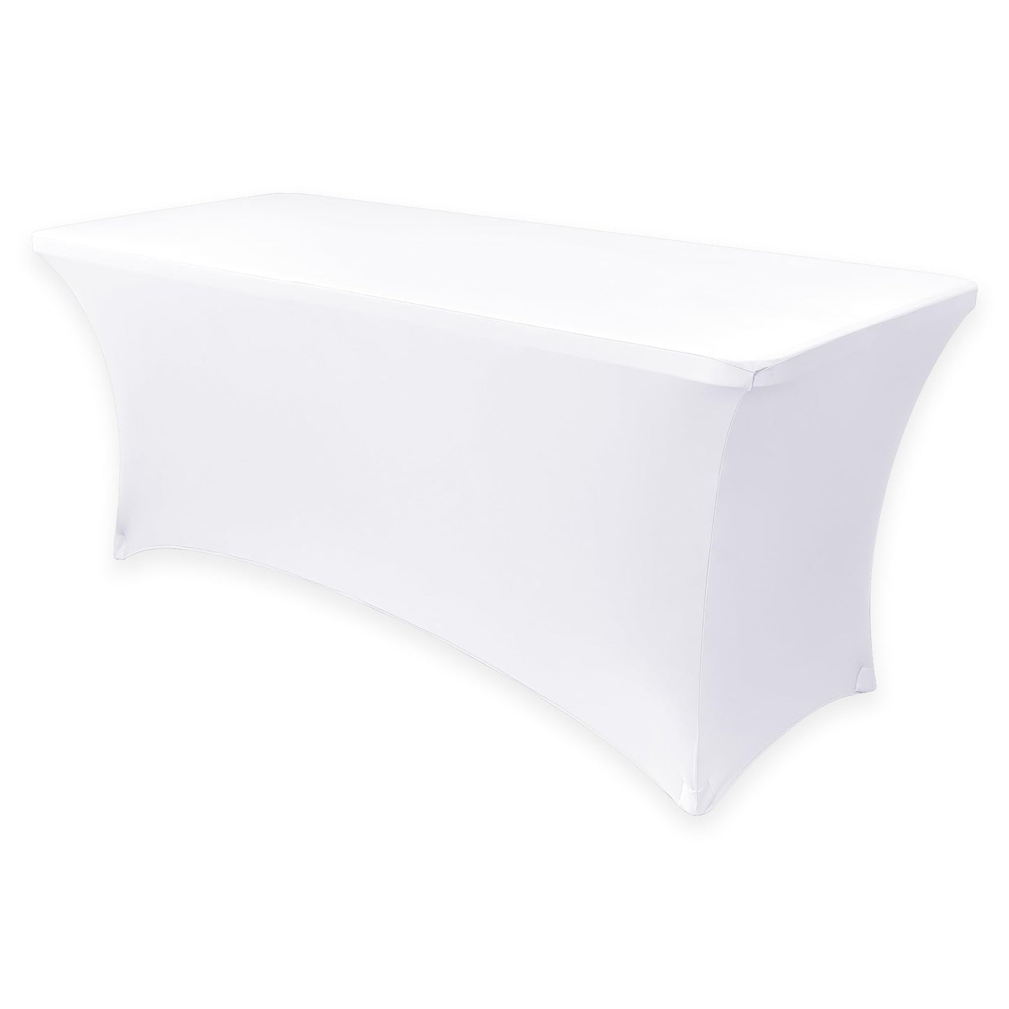 Obstal Spandex Table Cover 6ft Fitted Tablecloth Rectangular - Stretch Rectangle Folding Table Cloth for Birthday Party Wedding Banquet, White, 72L x 30W Inch