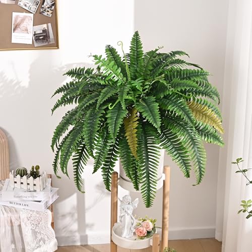 Waipfaru 2PCS 45in UV-Resistant Faux Ferns Outdoor Artificial Plants for Porch & Patio