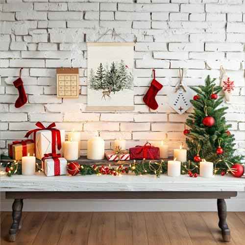 URLLUAE Winter Wall Art Decor, Reindeer pine tree wall art, christmas pictures wall decor Poster Hanger Frame,winter Wall Art, Christmas Wall Decor for Bedroom Home Office, 12x16 Inch