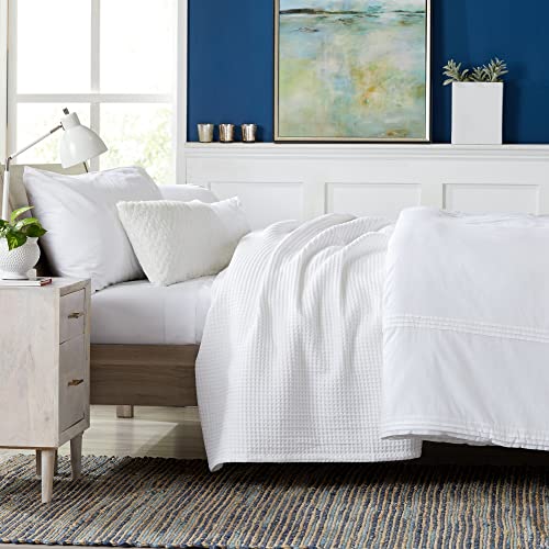King Cotton Waffle Weave Bed Blanket - Breathable, Soft, Lightweight for All Seasons