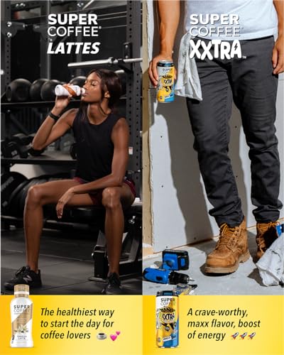 Super Coffee XXTRA Mocha Protein Coffee Pack of 12 - 15oz Cans, Low Sugar, High Energy
