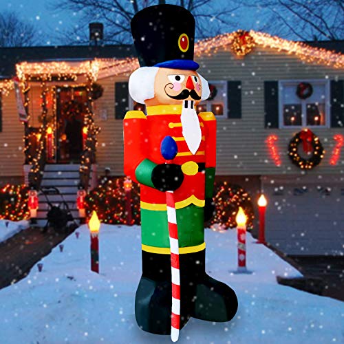 SEASONBLOW 8 ft Light Up Inflatable Nutcracker House Guard - Yard Christmas Decoration