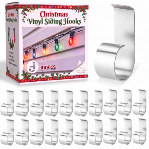 Yookeer 100 Pcs Metal Siding Christmas Light Clips Heavy Duty – No Tools