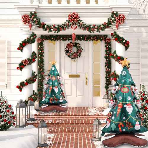 Christmas Tree Balloon Self Standing Foil Balloons for Themed Xmas Party Decor Decorations Sets - 2pcs