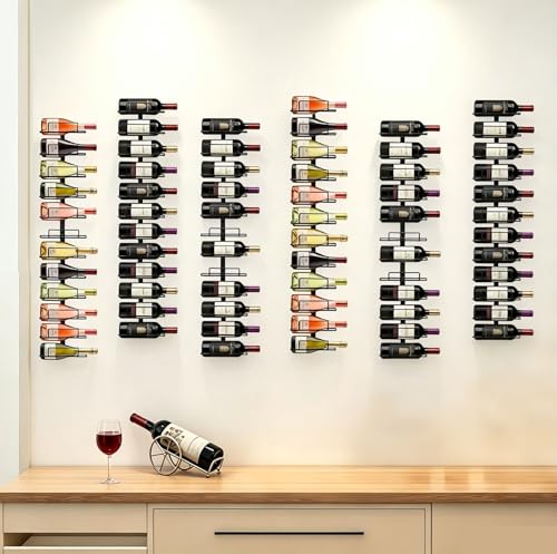 WINLIFNIC Black Wall Mount Wine Rack - Holds 24 Bottles, Modern Vertical Design