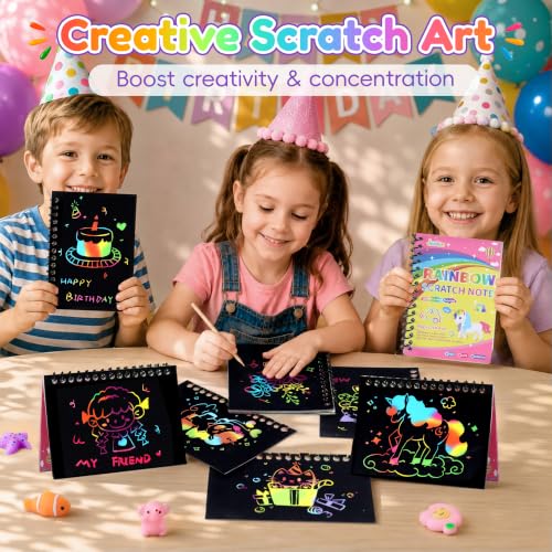 Kids Party Favor Set with Scratch Art Balloons Squishy Toys & Goodie Bags