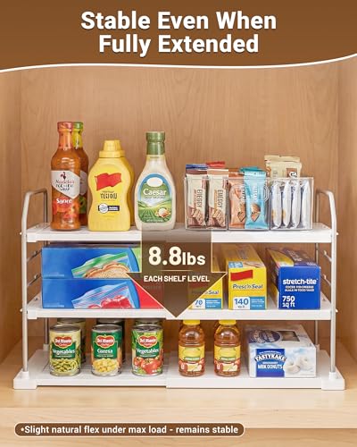 EVERIE 3-Tier Expandable Kitchen Cabinet Organizer Set of 2 for Wraps & Pantry Storage