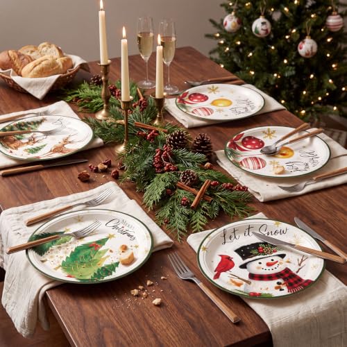 Moinchore 100 Pcs Christmas Paper Plates 9 Inch - Classic Variety Pack