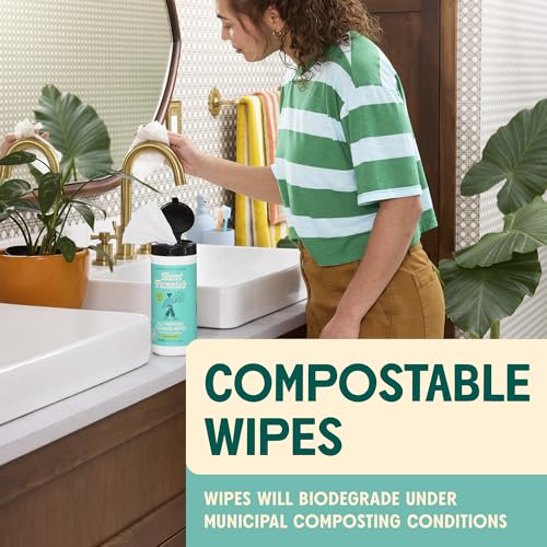 Natural Cleaning Vinegar Wipes Bright Lemon Pack of 6 - Eco-Friendly & Biodegradable