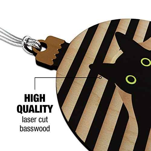GRAPHICS & MORE Black Cat in Window Wood Christmas Tree Holiday Ornament