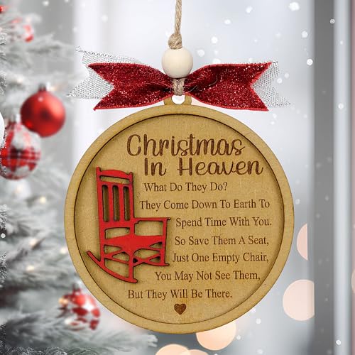Christmas in Heaven with Chair Ornaments, Memorial Christmas Ornaments, Christmas Memorial Keepsake, for Grandma Grandpa Mom Dad.