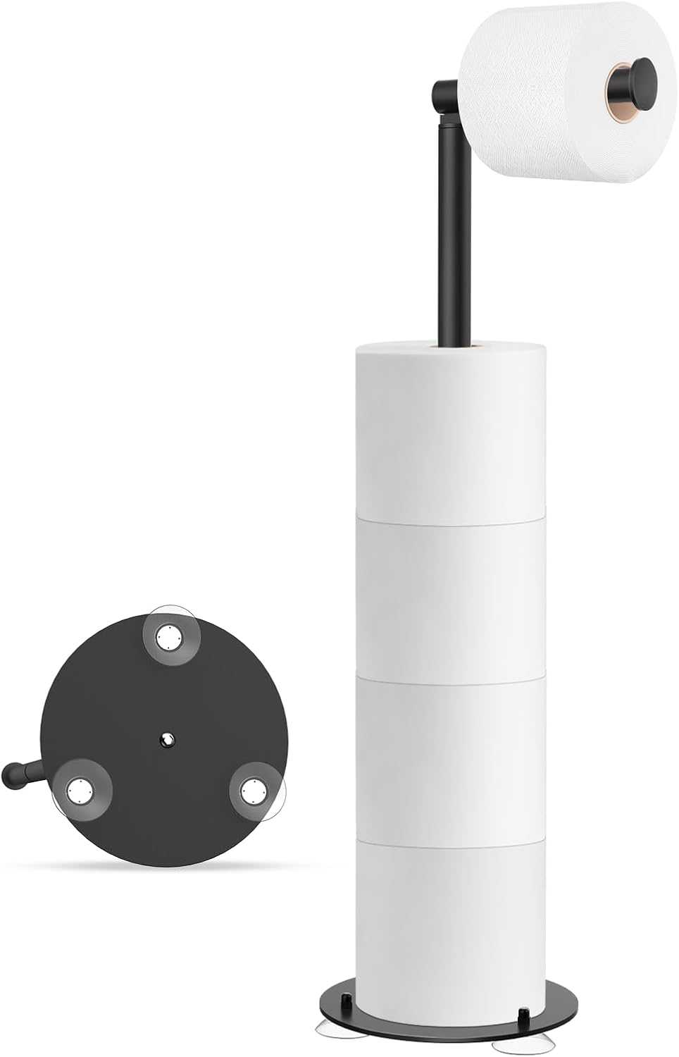 SetSail Toilet Paper Holder - Free Standing Design with Suction Cups | Stainless Steel, Black Finish