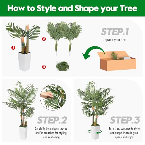 White 5ft Artificial Palm Tree Indoor Plant with Pot - Lifelike Tropical Decor