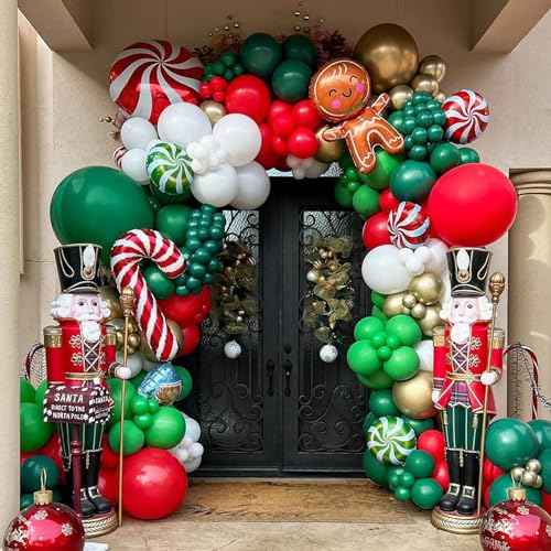 NISOCY Dark Green Latex Balloon Arch Kit, 102PCS 18In 12In 10In 5In Arch Garland for Festival Picnic Anniversary Birthday Green Theme Summer Jungle Forest Party Christmas Decoration with 33FT Ribbon