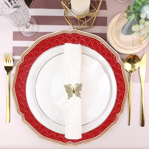 SforGUVA Red 6-Pack Scallop Charger Plates for Wedding & Holiday Table Decor