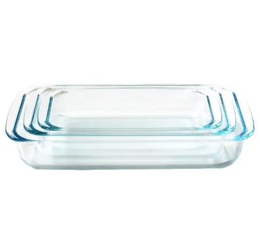 Glass Baking Dish set of 3 (Size 1.6L(Medium), 2.2L (Large) and 3.0L (XL)) for Cooking, Baking and Roasting, Casserole Dish, Borosilicate Glass, BPA Free, Dishwasher Safe loaf tray, Oven Tray (Set of 3)