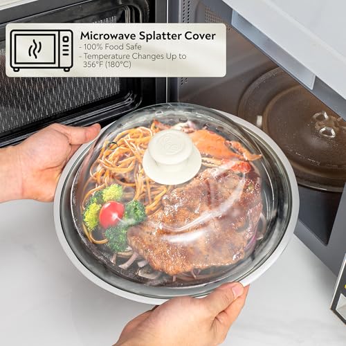 OEC 11.5 Inch Lightweight Tempered Glass Microwave Splatter Cover - Durable & Food Safe
