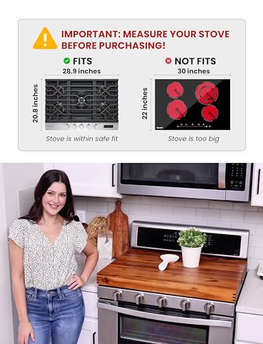 Tidita Acacia Wood Stove Top Cover 30x22 Inches - Noodle Board for Electric & Gas Stoves, XL Size