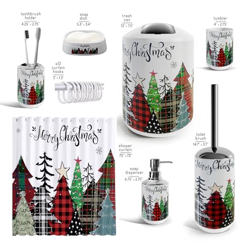 Clara Clark Bathroom Set - Christmas Shower Curtain Set, 19PC