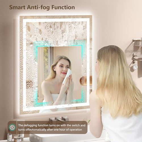 30x36 Inch LED Bathroom Mirror with Lights - Anti-Fog, Dimmable, Wall Mount - Variation of THIS listing