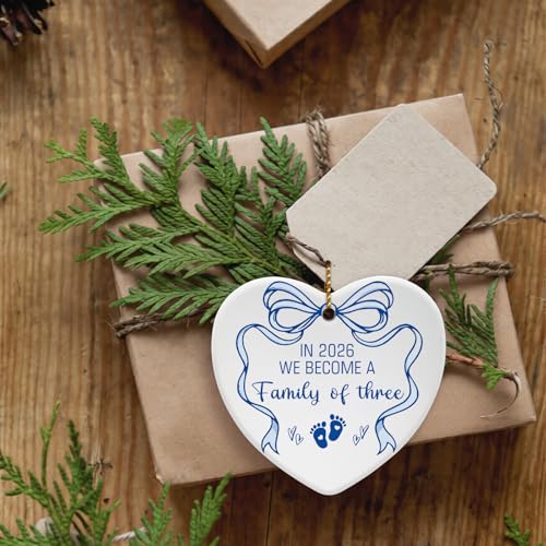 Family of Three Christmas Ornament - Baby Announcement Gift for New Parents 2026