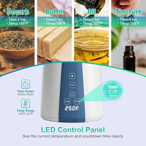 2-in-1 Herbal Decarboxylator and Oil Infuser Machine - White & Blue