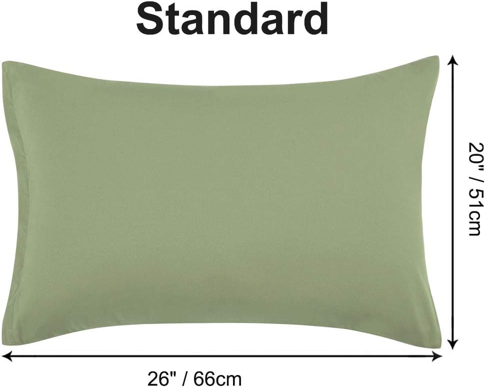 PiccoCasa Zippered Pillowcases - 100% Brushed Microfiber Polyester | Soft & Comfortable Set of 2 (Standard 20"x26") in Sage