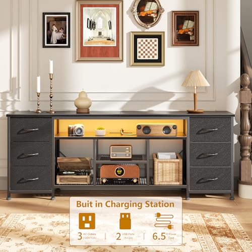 Furologee 63 Inch LED TV Stand, Entertainment Center, Black