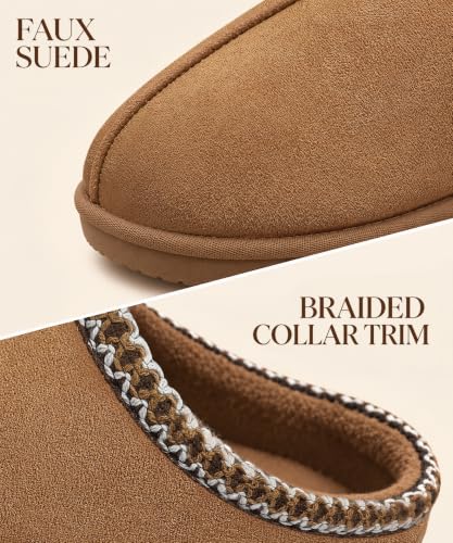 Litfun Women’s Memory Foam Slippers Chestnut 7.5-8 Faux Suede House Shoes