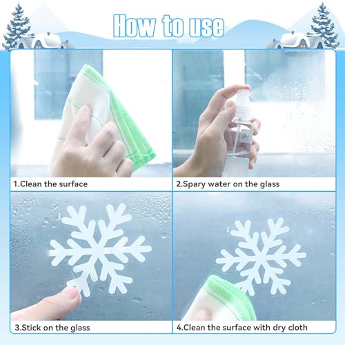 PartyGarden Snowflakes Window Clings - 8 Sheets, 152 Pcs Christmas Snowflake Decals for Glass & Holiday Decor