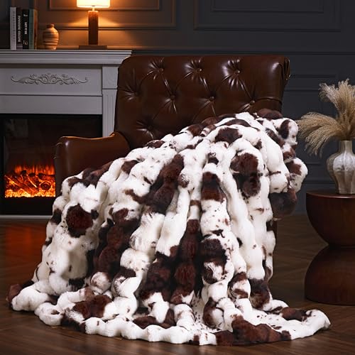 Cow Print Faux Fur Throw Blanket 60x80 Inch Cozy Plush Sofa Blanket