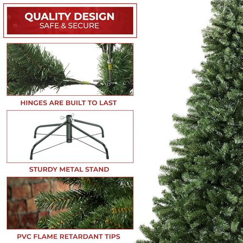 Casafield 4.5FT Realistic Green Artificial Christmas Tree with Metal Stand - 4ft 6in