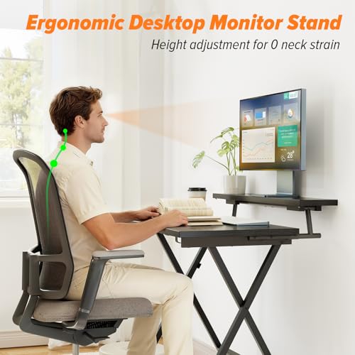 WOHOMO Adjustable Folding Computer Desk with Monitor Stand, Space-Saving Black
