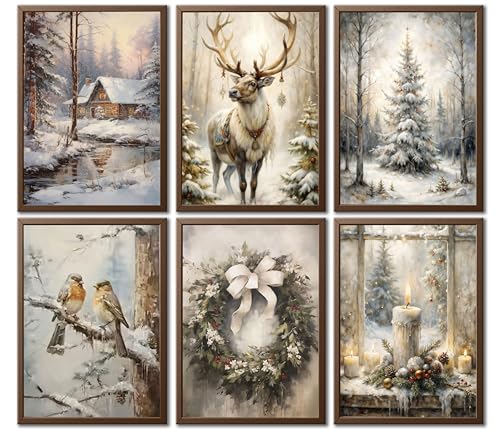 6Pcs Winter Snow Scene Canvas Wall Art Set 12x16in Unframed – Brand Bexzeak