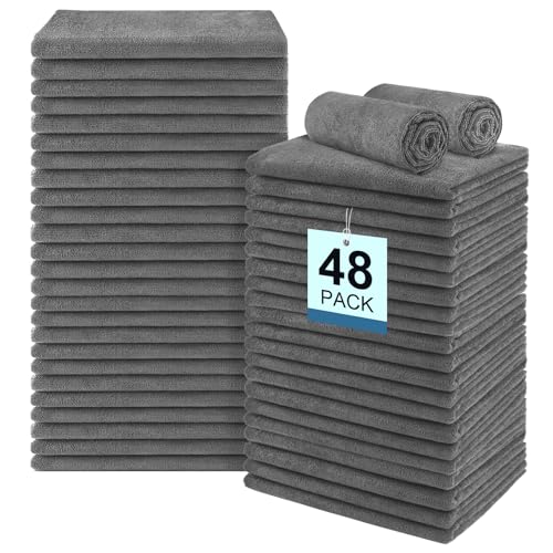 Grey Microfiber Gym Towels Set - 48 Pack Hand & Salon Towels