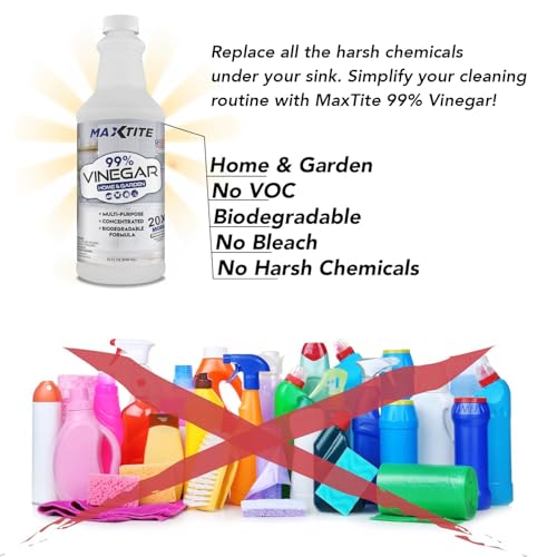 Maximum Strength 99% Vinegar for Cleaning & Garden Use - 4 Pack 128oz