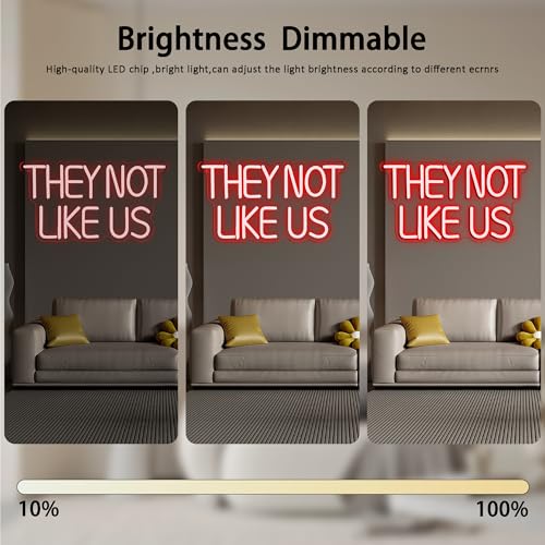 Gippro They Not Like Us Red Neon Sign | Dimmable LED Wall Art, USB Powered