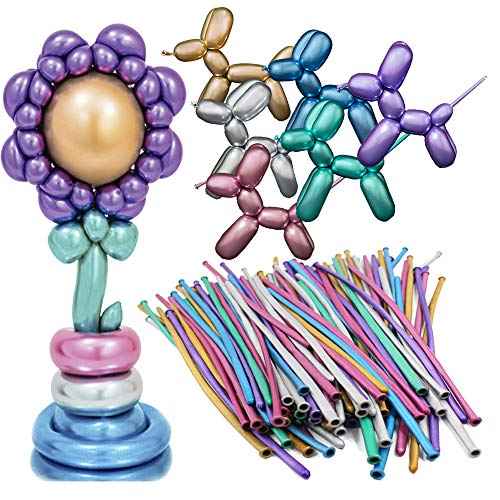 260 Balloons Metallic Long Balloons for Twisting Animals Flowers to Decor Birthday Wedding Engagement Anniversary Christmas Festival Picnic or any Friends & Family Party 50 pcs-Multicolored¡¦