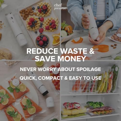 Handheld Vacuum Sealer with 10 Reusable Food Bags - Compact Food Saver Machine