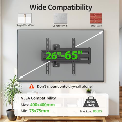 USX MOUNT Corner TV Wall Mount 26-65 Inch Full Motion with 31.22" Long Arm