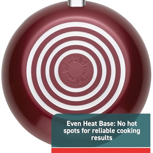 T-fal Essentials Non-Stick Pots and Pans Cookware 10 Piece Set, Red