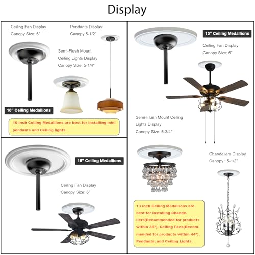 16-Inch White Ceiling Medallion for Light Fixtures and Ceiling Fans - EIFHYT