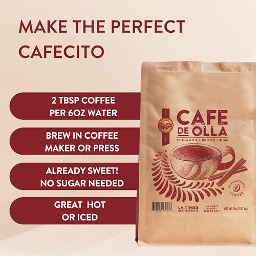 La Monarca Bakery Café de Olla Ground Coffee with Cinnamon & Brown Sugar - 80 Ounce Pack