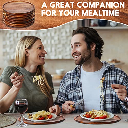 Rtteri Set of 10 Acacia Wood Dinner Plates 12x0.6 Inch - Serving & Charger Trays
