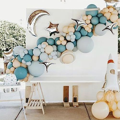 50Pcs 10 Inch Silver Star Foil Balloons Silver Star Mylar Balloon Kit with 60Pcs Balloon Glue Point and 5Pcs Straws for Birthday Baby Shower Engagement Anniversary Wedding Party Decoration