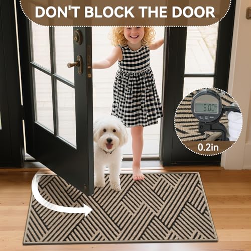 Front Door Mat Indoor Outside Entrance Non-Slip Mats Brown 36"x59"